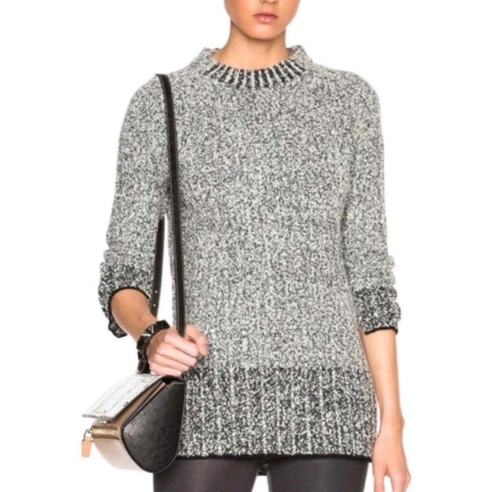 Rag & Bone Callisto‎ Gray Ribbed Wool Mock Neck Split Sleeve Sweater Sz XS